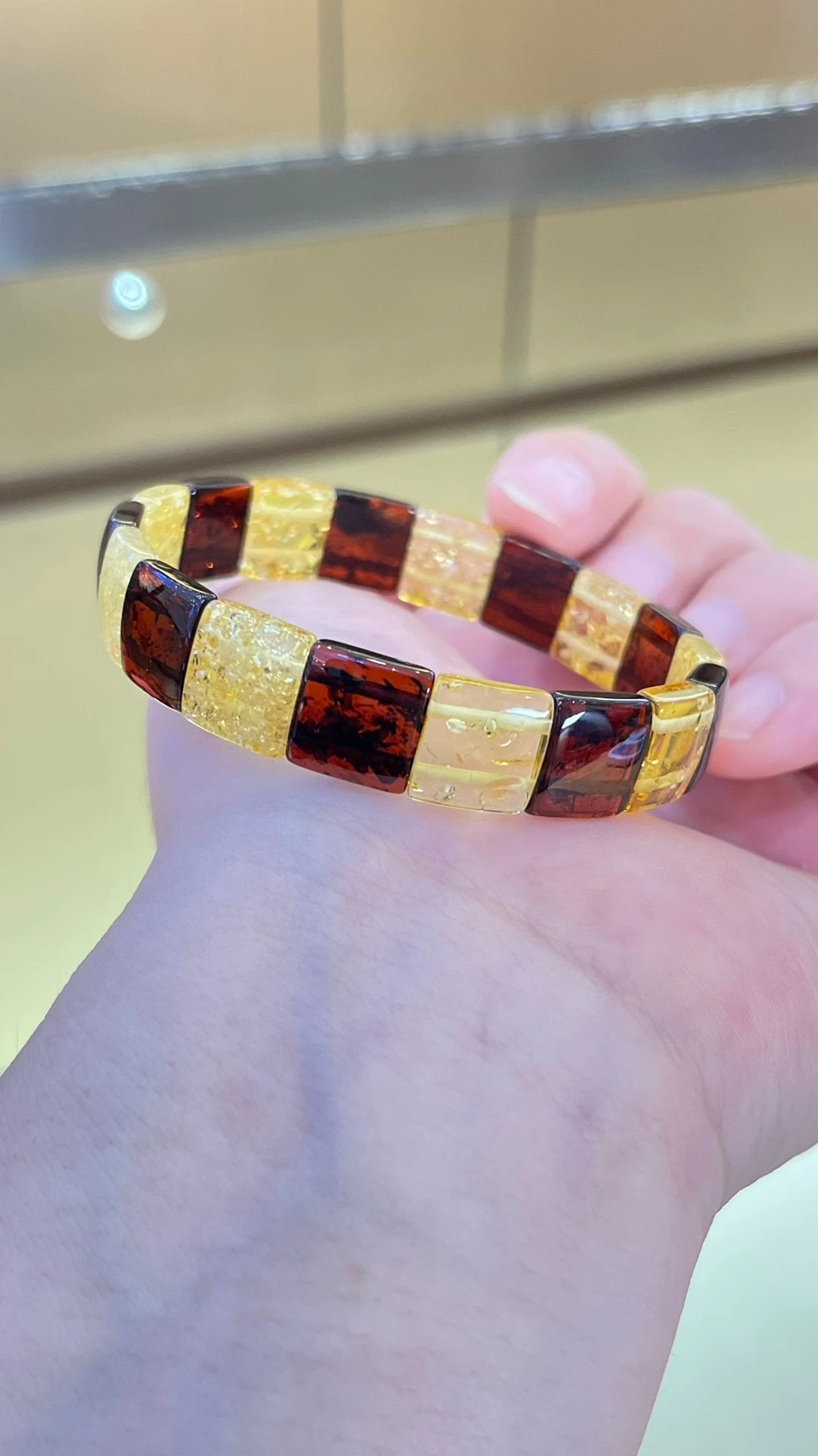 

Certificated Natural Baltic Honey Yellow & Red Amber Cuff Bracelets Unisex Real Stone Chunky Wide Flexible Bangle Precious Gift