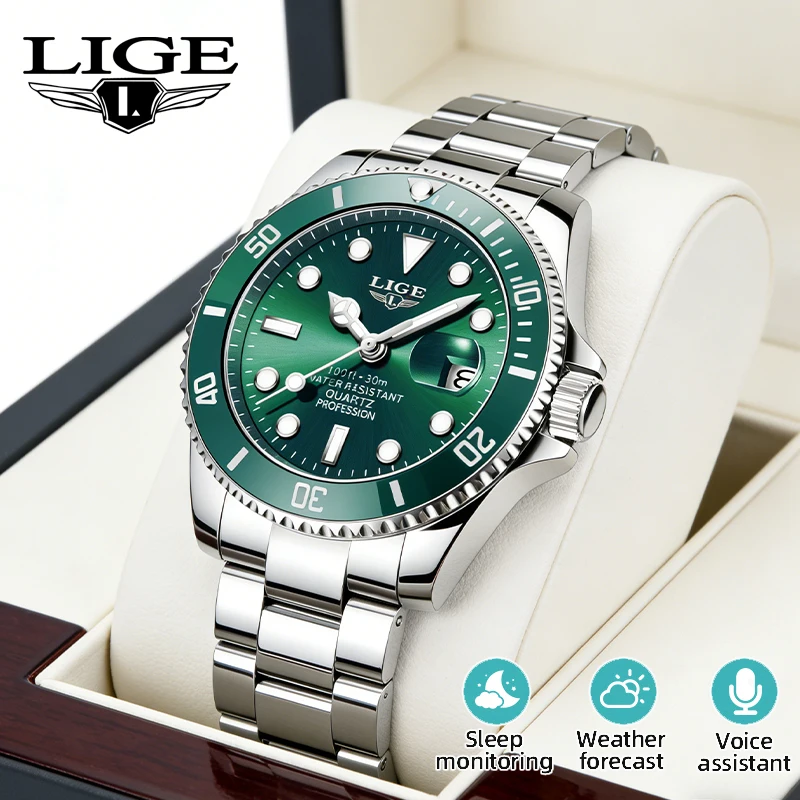 

LIGE Luxury Fashion 1.27 inch HD Smart Watch Men 3ATM Waterproof Clock Bluetooth Calling Sports Men's Smartwatch for Android ios