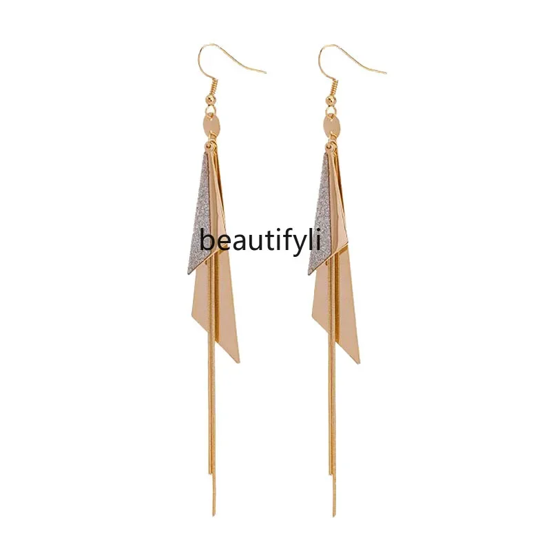 Tassel earrings Sterling silver long high-end temperament earrings, new, exquisite ear hooks, earrings.