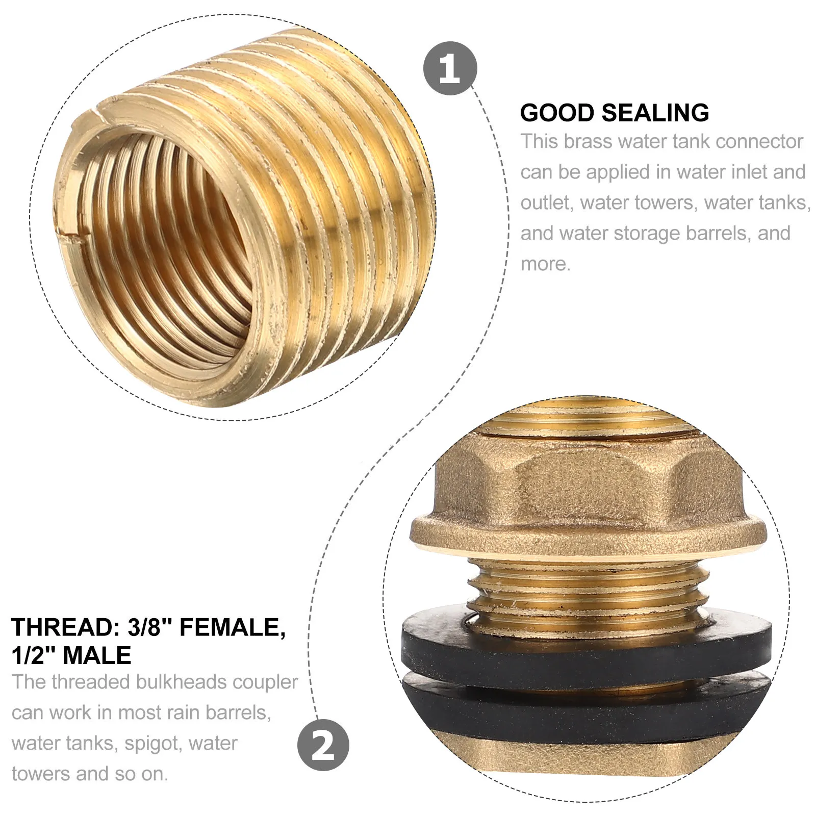 2pcs Water Tank Connector 1 2inch Bulkhead Fitting Tub Faucet Female Hose Adapter Brass Coupler Storage Barrel