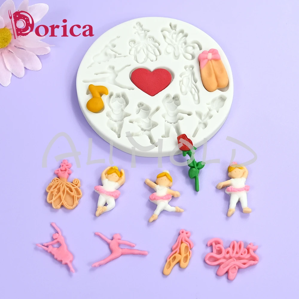 Ballet Girl Design Fondant Silicone Mold Fudge Chocolate Mould DIY Resin Clay Model Cake Decorating Tool Kitchen Pastry Bakeware