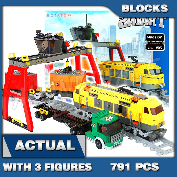 791pcs City Trains Cargo Container Truck Crane Tank Wagon Auto Carrier 25004 Building Blocks Sets Compatible With Model