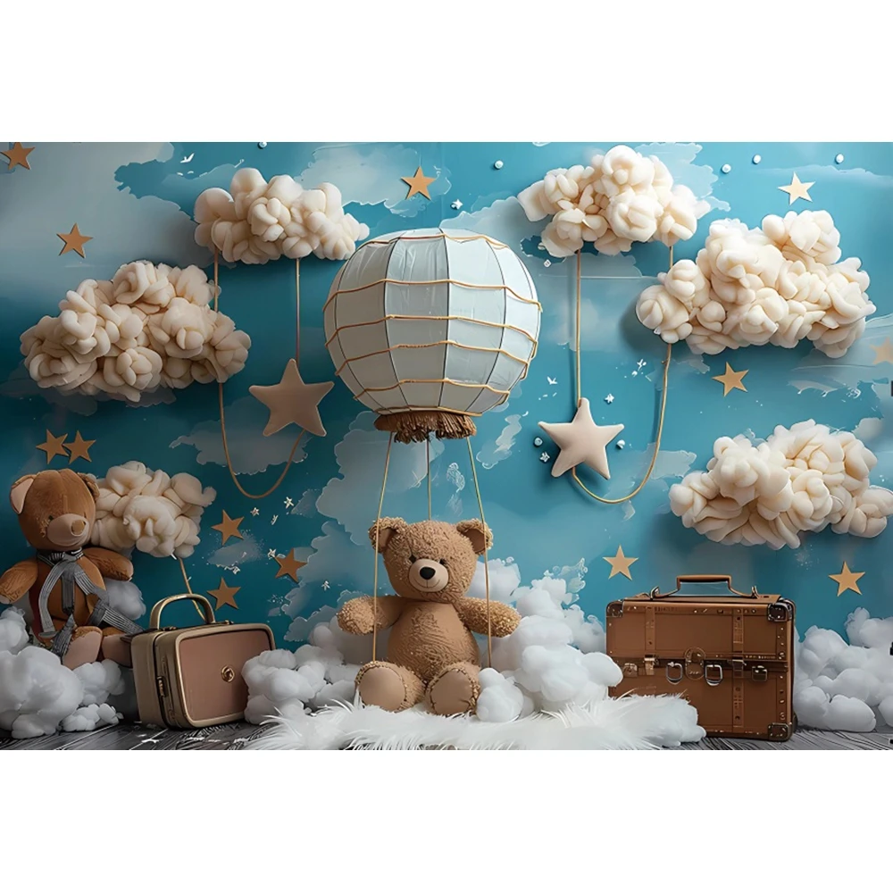 Baby 1st Birthday Party Backdrop Photography Newborn Shower AI Balloon Table Decor Baby Photo Photographic Cake Smash Background
