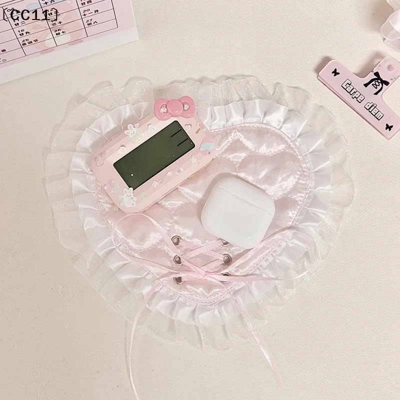 Coasters Lace Heart-shaped Coaster Cute Girl Hearts Cotton Insulation Anti Slip Coasters Home Decoration Accessories〔CC11〕