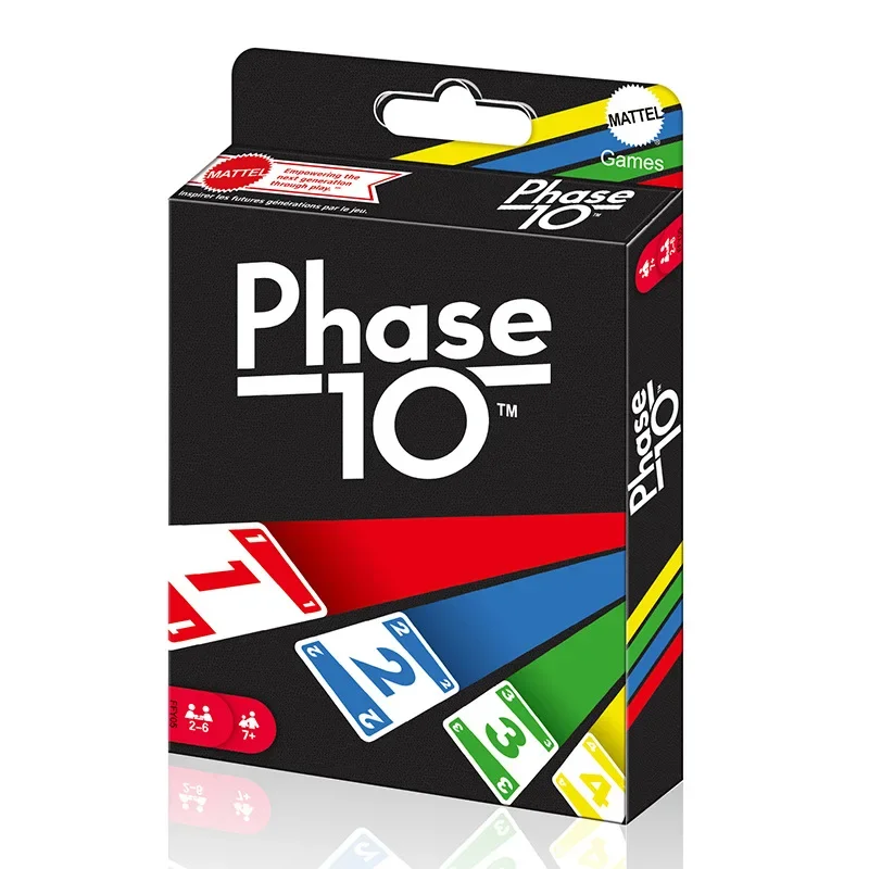 Mattel Games UNO Phase 10 juego de cartas para Noche Familiar con gráficos temáticos de programa de Tv y una regla especial para 2-10 jugadores