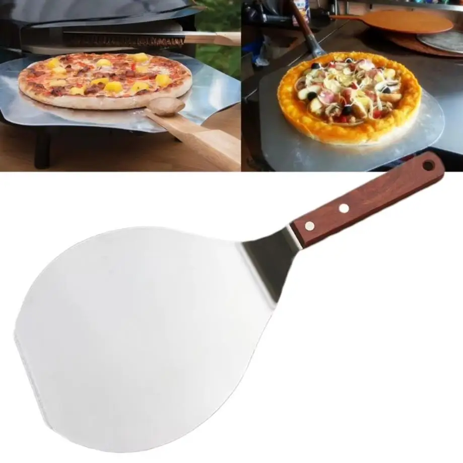 Stainless Steel Round Spatula Pizza Peel Paddle Non‑Stick Pastry Lifter Cake Shovel With Hanging Hole Home Kitchen Baking Use