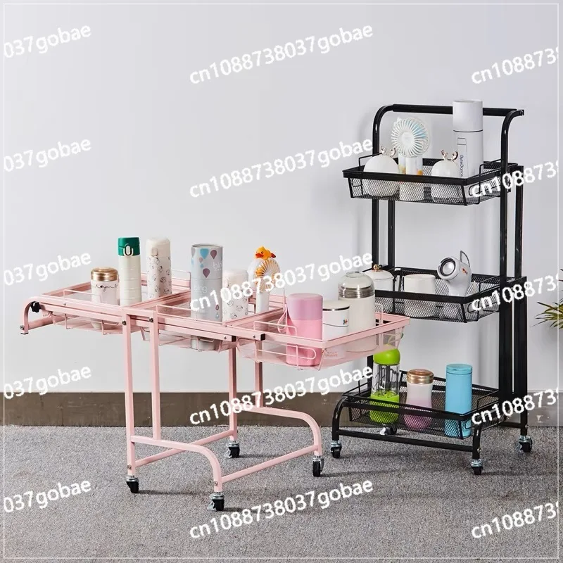 Deformed Parallel Rack Balcony Mobile Trolley Foldable with Wheels Snacks Succulent Flower Stand Living Room Storage Rack
