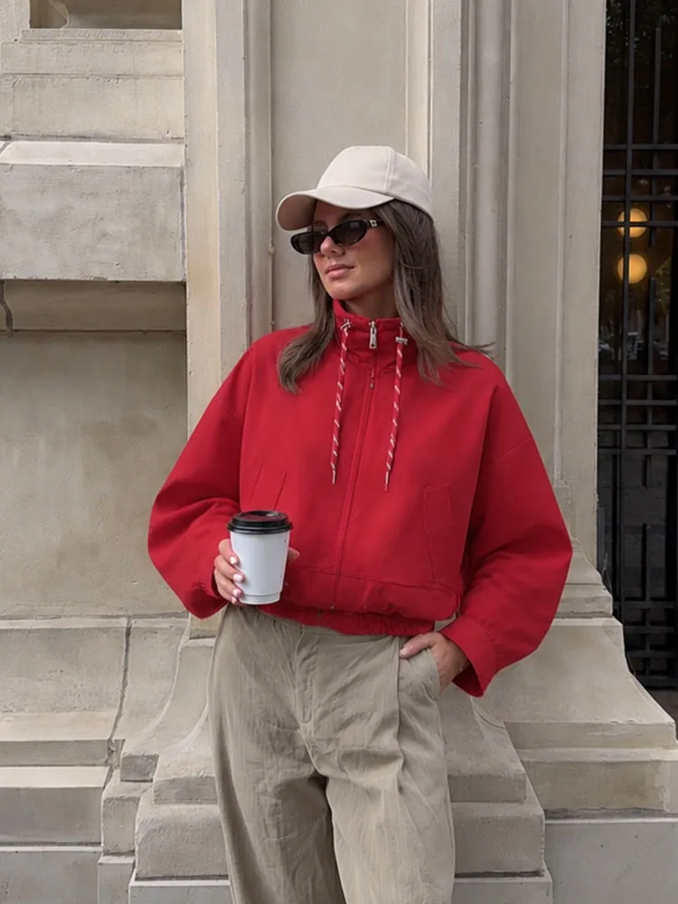 HH Fashion Trendy Premium Red Coat Women Spring Autumn Stylish Fit Soft Cozy Gentle Comfort Chic Elegant Daily Light Wear Jacket