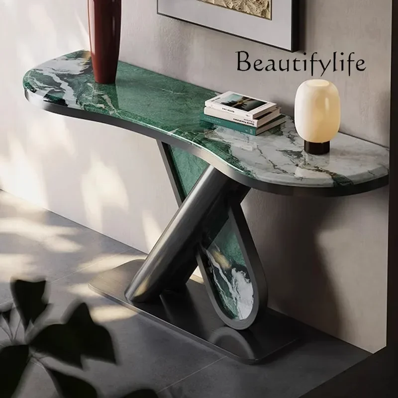 

Nordic light luxury high-end natural luxury stone entrance platform modern simple entrance foyer designer model