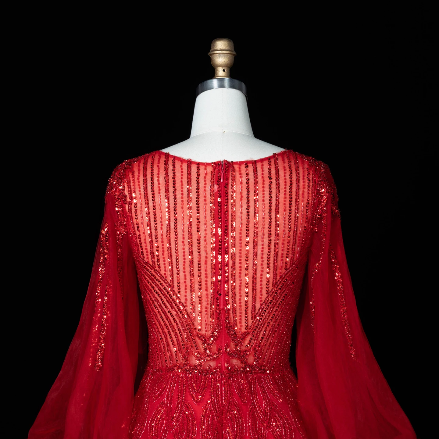 Sharon Said Luxuriöses Rosa Abendkleid mit Perlenstickerei, V-Ausschnitt, A-Linie und Puffärmeln, 2026 Damen Hochzeitsfeier SS057, Maßanfertigung – Detail 16