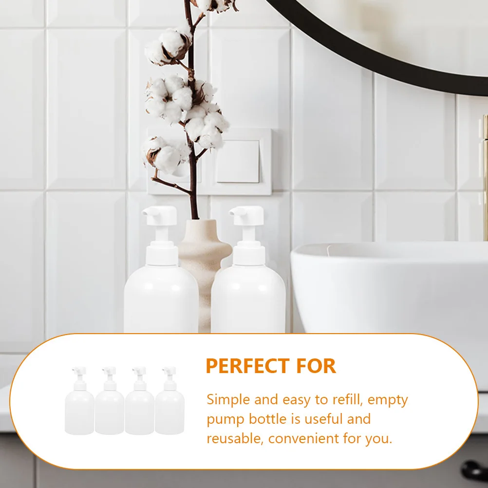 

4Pcs Refillable Pump Bottles Empty Plastic Lotion Shampoo Soap Dispensers Large Capacity Multipurpose Pump Bottle for Shampoo