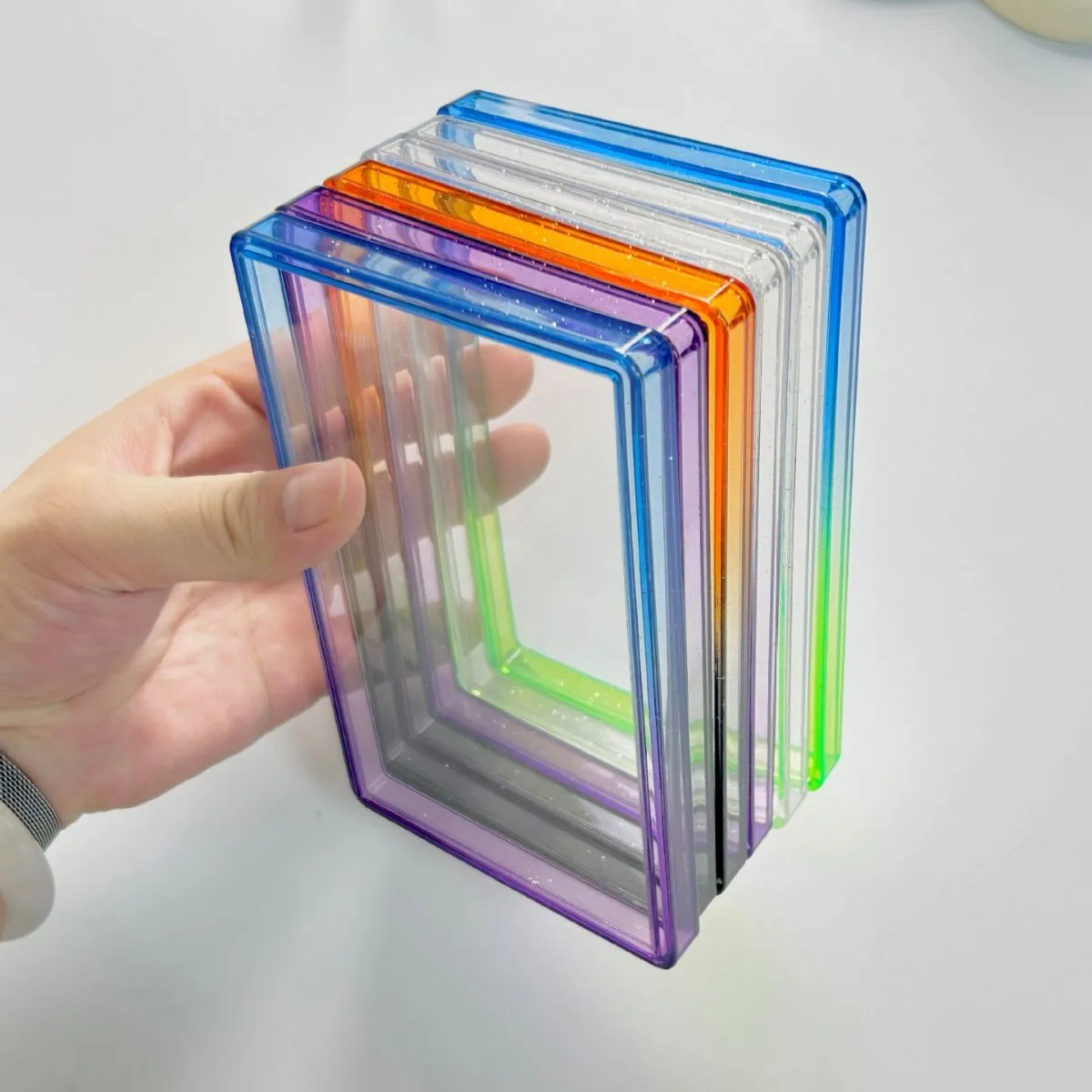 6PCS SET Glitter TPU Slab Bumper Guard Case Holder Display Sleeves Double-Sided Protective Cover for PSA Graded Trading Card