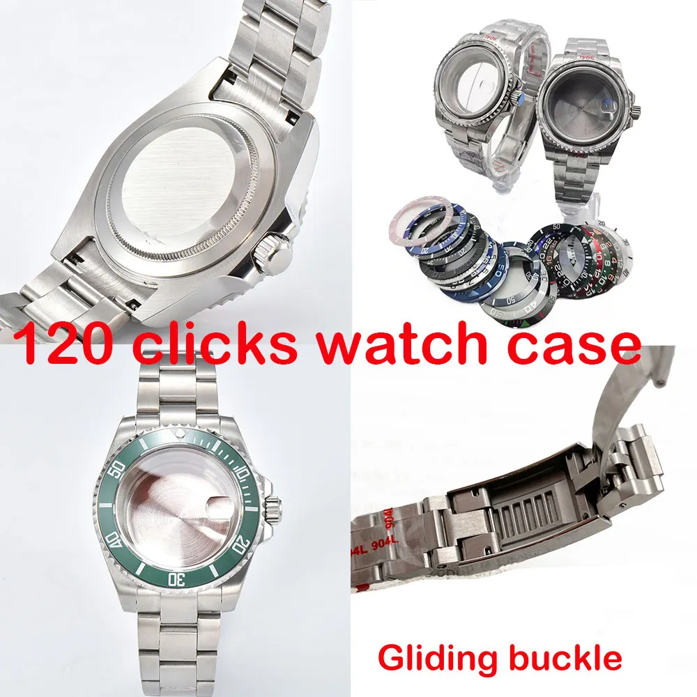 

NH35 WATCH Diving Case 40mm Fit NH35 NH36 NH34 GMT Watch Case 120 clicks Jubilee Bracelet Sapphire Glass Slide Buckle Watch case