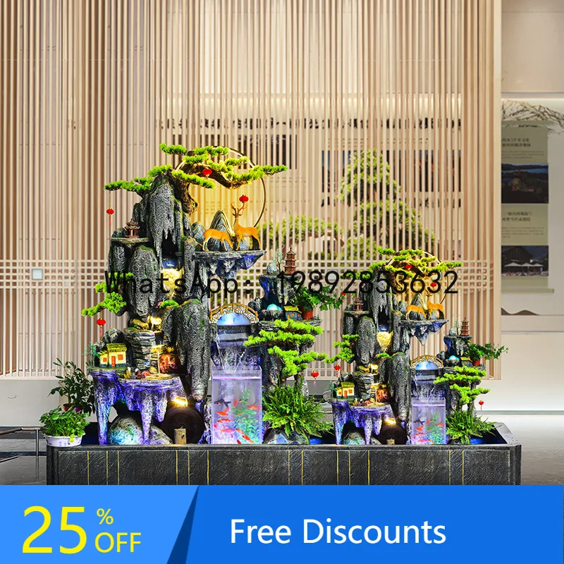 CZ  Fountain Water Flow Ornament Balcony Office Hotel Alpine Water Flow Wealth-Attracting Landscape Decoration Fish Tank