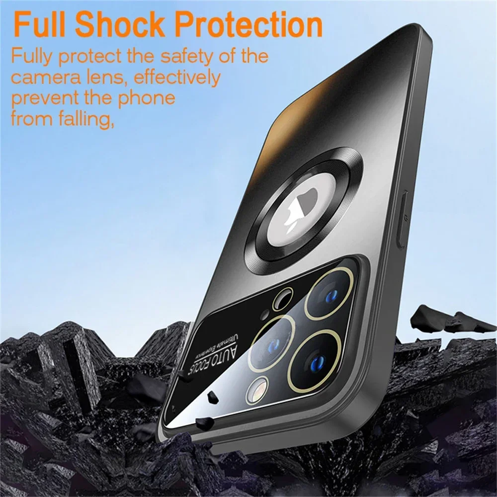 Shockproof Glass Lens Camera Protection for Magsafe Case For iPhone 15 14 13 12 Pro Max Plus Matte Tempered Bumper Magnetic Case