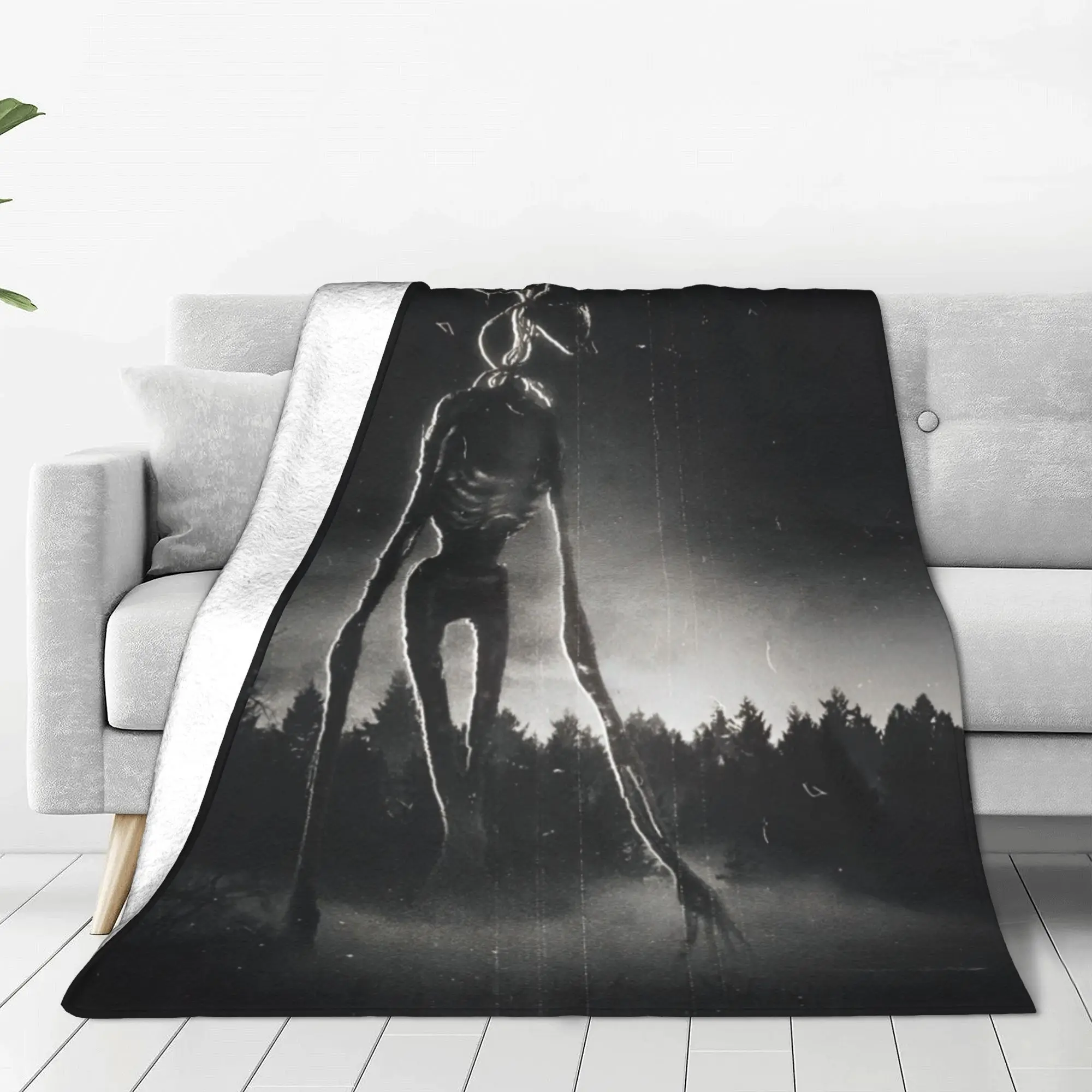 Siren Head Horror Darkness Blanket Cover Velvet Scary Game Ultra-Soft Throw Blankets for Airplane Travel Home Couch Rug Piece