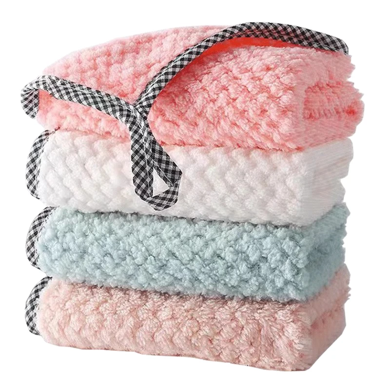 1/5/10/20Pcs Kitchen Towels Hangable Cleaning Cloth for Tableware Dish Cloth Microfiber Absorbent Household Cleaning Towels