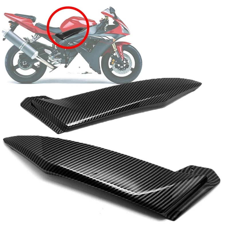 Motorcycle Gas Tank Side Trim Cover Panel Fairing Carbon Fiber Finish For Yamaha YZF R1 2002 2003