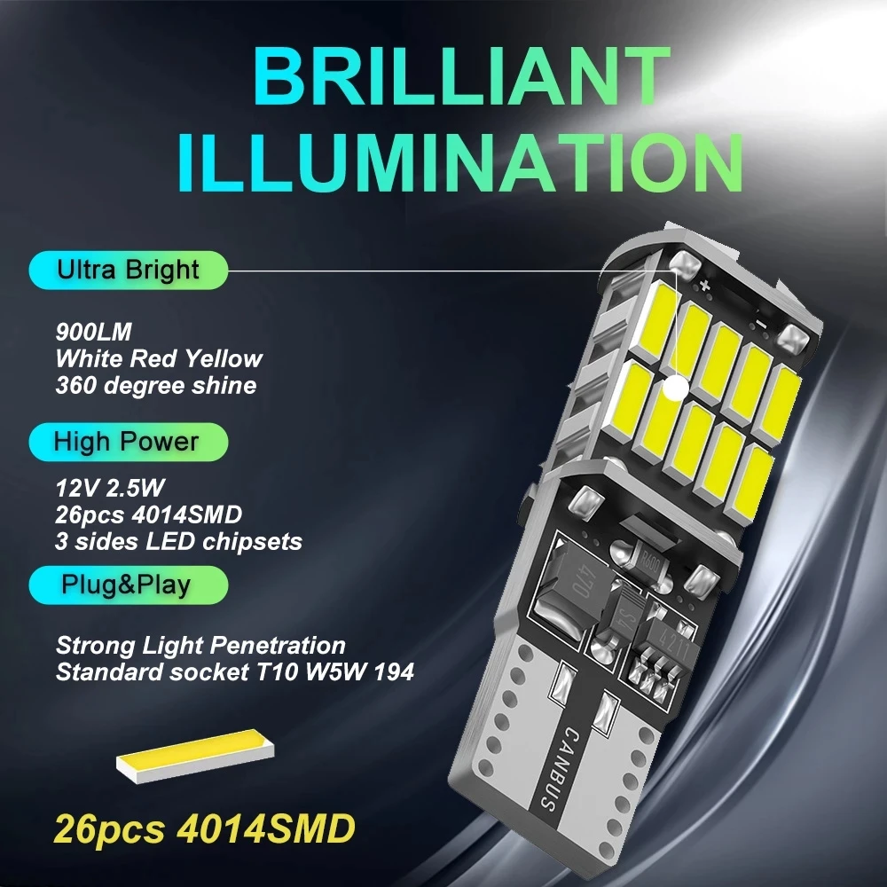 Canbus 자동차 LED 전구, BMW 미니 쿠퍼 R56, R53, E90, E46, F20, F10, E39, Z4 용, 인테리어 돔 트렁크 램프, 주차 조명, 2/6x, T10, W5W, 12V 썸네일 6