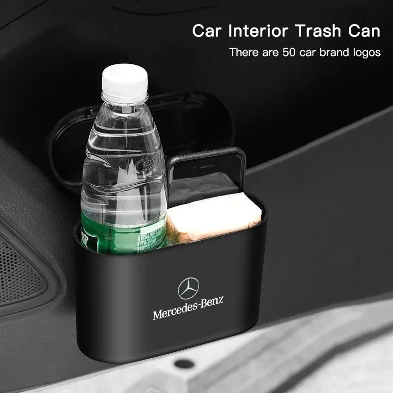 Car Trash Bin Storage Box Hanging Trash Accessories For Mercedes Benz AMG C E S GLE CLC Class W205 C300 W203 W206 W108 W124 W126