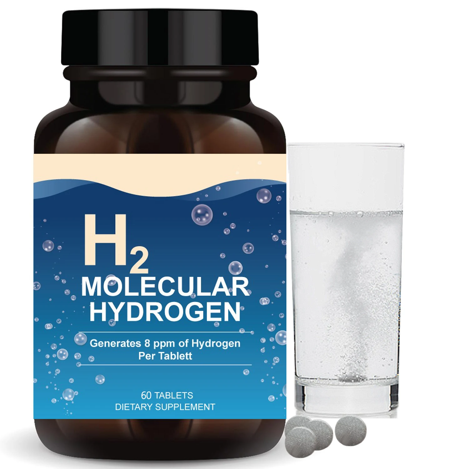 

Active H2 Molecular Hydrogen Water Tablets Alkaline ORP Healthy Drinking Supports Healthy Aging, Cellular Energy & Brain Health