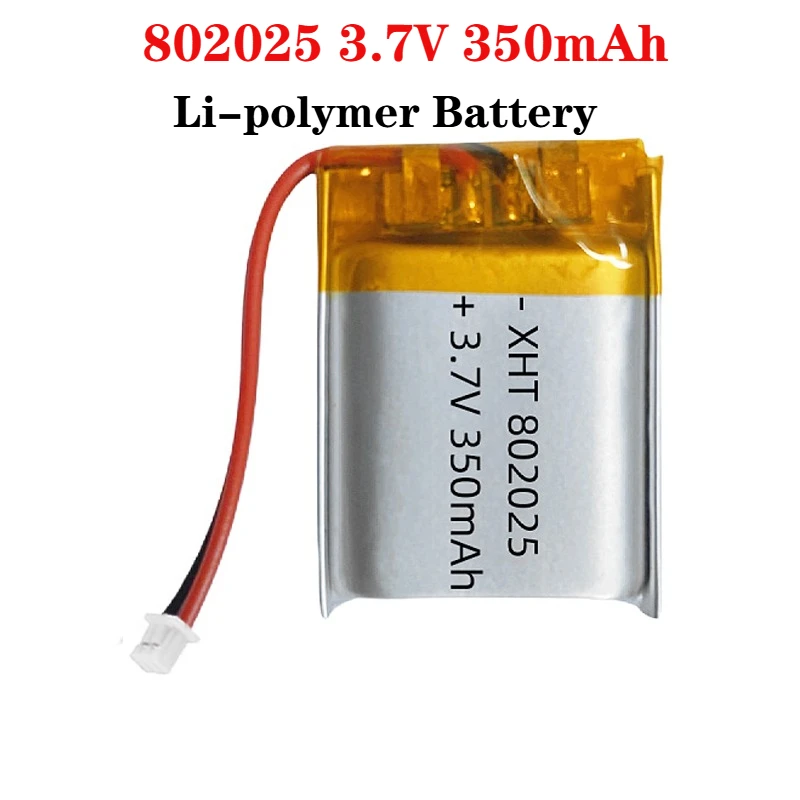 1-4pcs 802025 Battery 350mAh  3.7V Lithium Polymer Battery for Smart Watch Flashlight Electric Toy Beauty Instrument Speaker