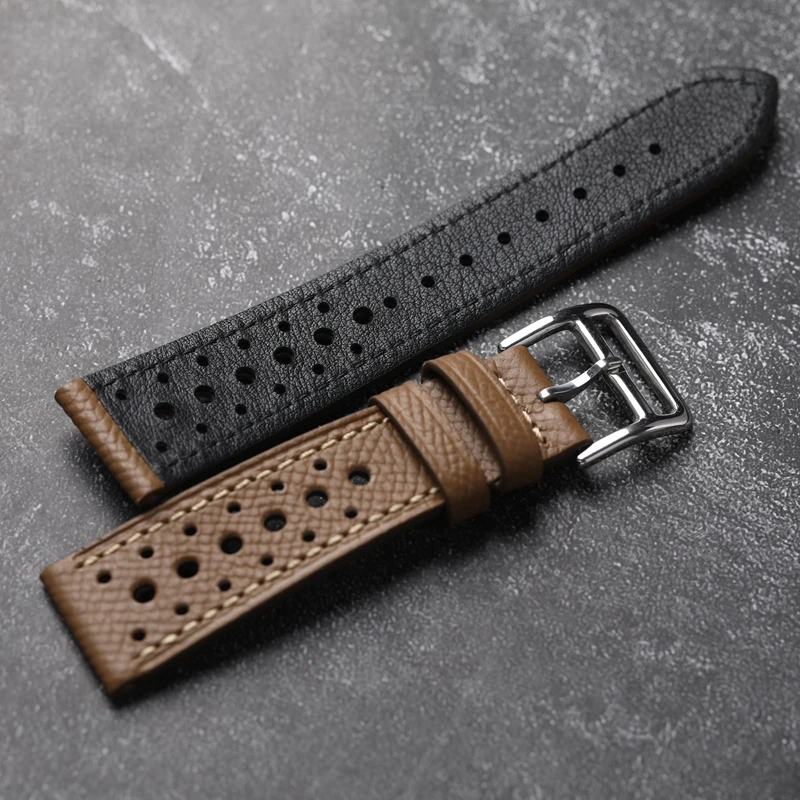 Handmade Palm Grain First Layer Cowhide Leather Watchband 18 19 20 21 22MM Black Brown Gray Men Genuine Leather Soft Style