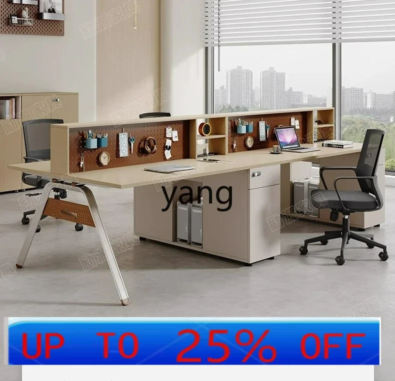 

Lmm2 staff office desk and chair combination simple modern double with high cabinet desk