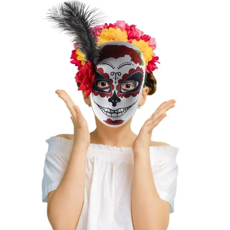 

39BD Halloween Costume Mask Mexicans Masquerade Mask Party Mask Day of the Dead Mask Sugar Mask Full Face Mask