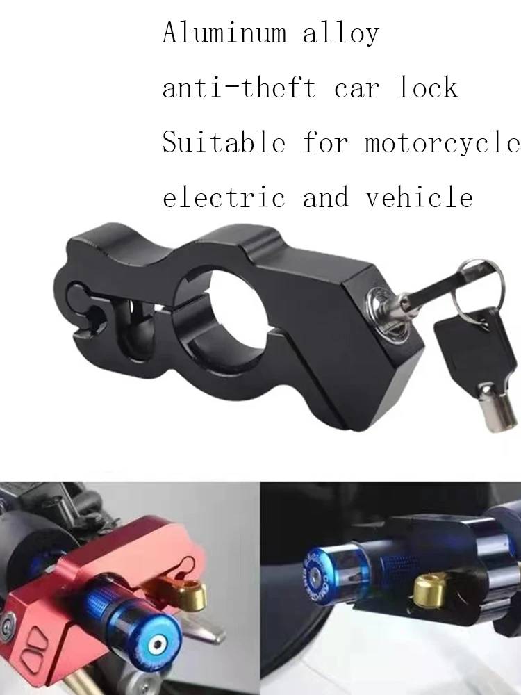 AliExpress NONE 2 Keys Motorcycle Handlebar Anti-Theft Lock Aluminum Alloy Electric Vehicle Solid Imitation Steel Lock for Bike Security