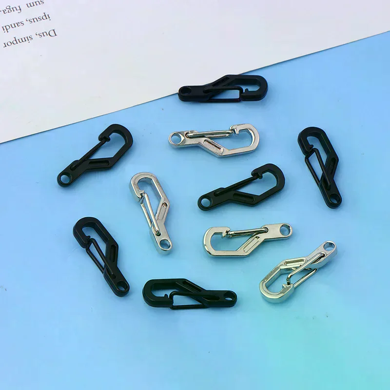 Mini Zinc Alloy Carabiner Keychain Camping Gadgets EDC Survival Equipment Snap Hook Climbing Spring Backpack Keychain 10Pcs