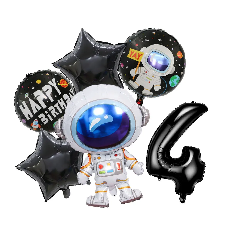Neue Astronauten-Geburtstagsparty-Dekoration, schwarze Weltraum-Astronauten-Teller, Servietten, Becher, Tischdecke, Hintergrund, Party-Geschenke, Kindergeburtstag – Detail 21