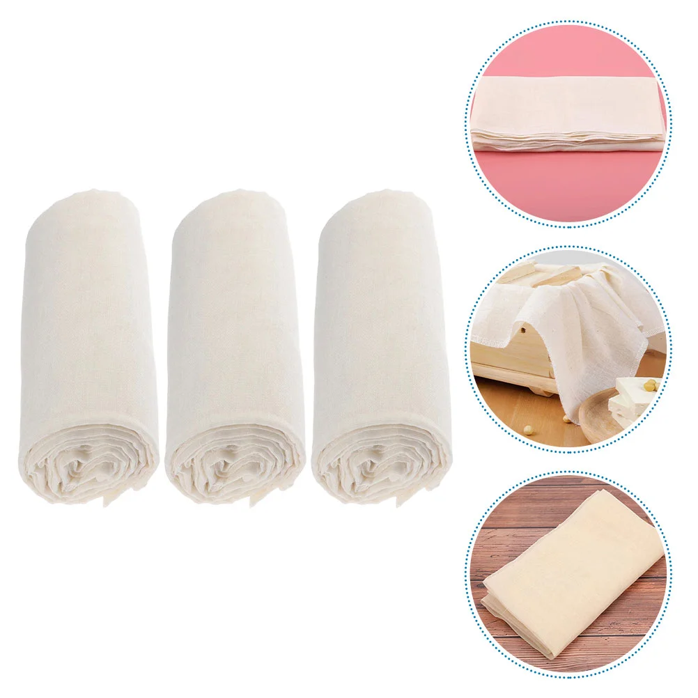 

3 Pcs Strainer Cheese Filter Cloth Tofu Cloths for Straining Organic Cheesecloth Reusable Beige