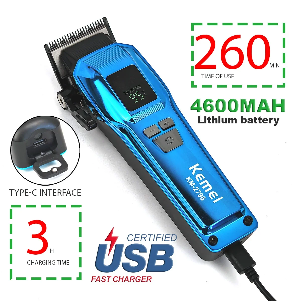 Cortadora de pelo profesional sin escobillas para hombre, máquina eléctrica para cortar Cabello, con Motor de 9000RPM y batería de 4600mAh, con cabezal de aceite