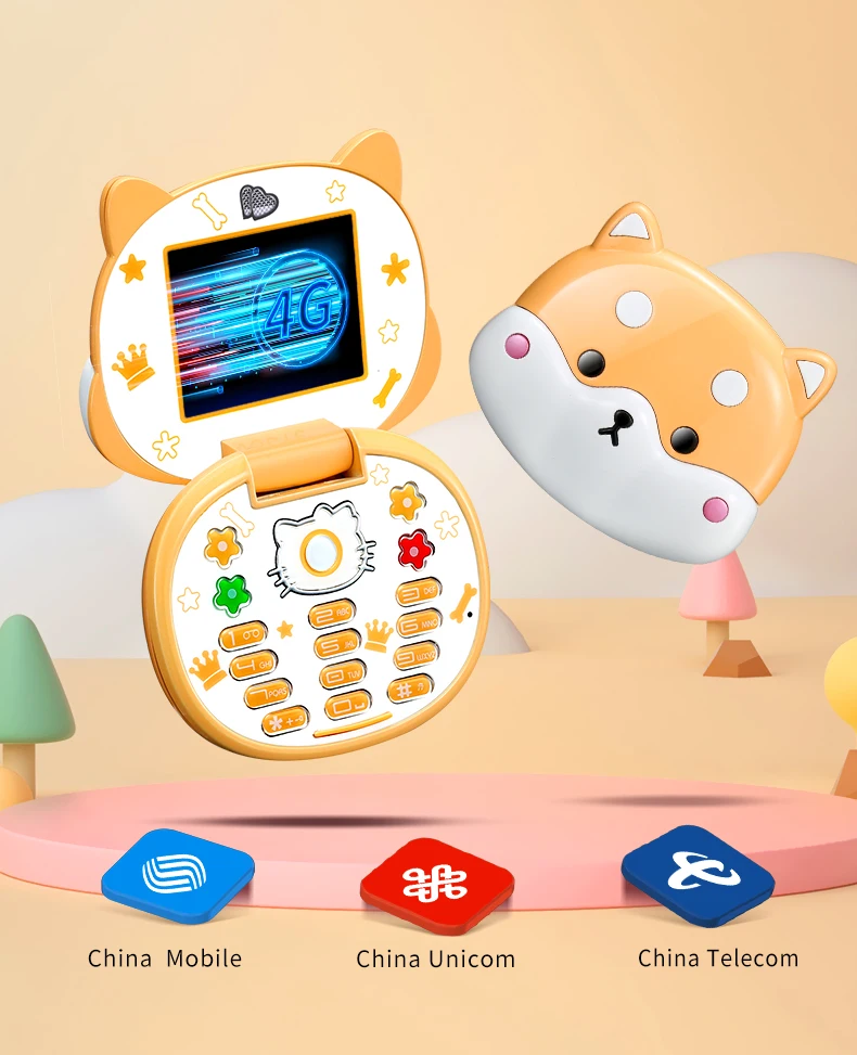 Cute Mini Koki Mobile Phone Flip Cartoon Kids Children Dual Sim 2G GSM Keyboard Botton MP3 Player Unlocked New Cellphone