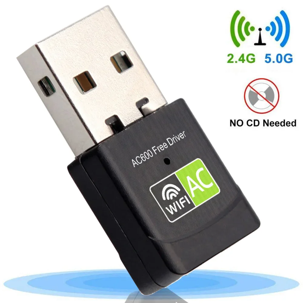 600Mbps USB WiFi Adapter 2.4Ghz 5.8Ghz Dual Band Wireless External Receiver WiFi Dongle for PC Laptop Desktop