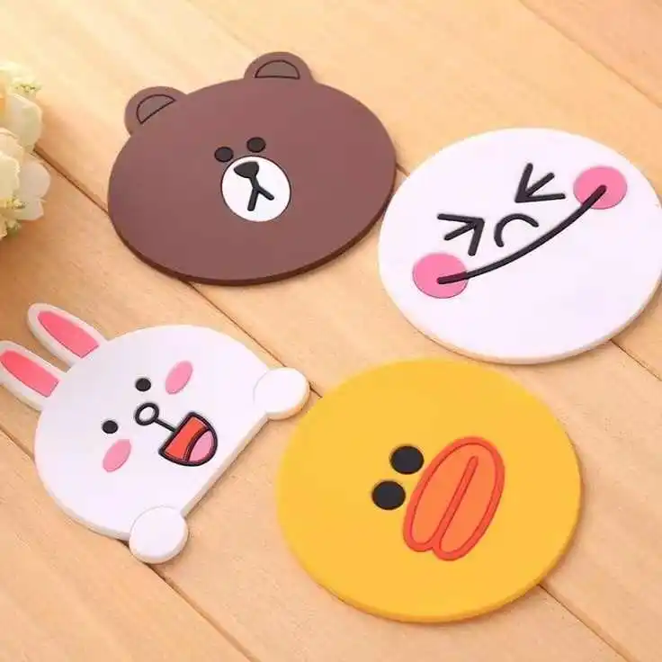 

Cartoon Coasters Cute Soft Rubber Bear Rabbit Waterproof Drink Mat Heat Insulation Anti Slip Cup Mats Kitchen Dishes Decoration