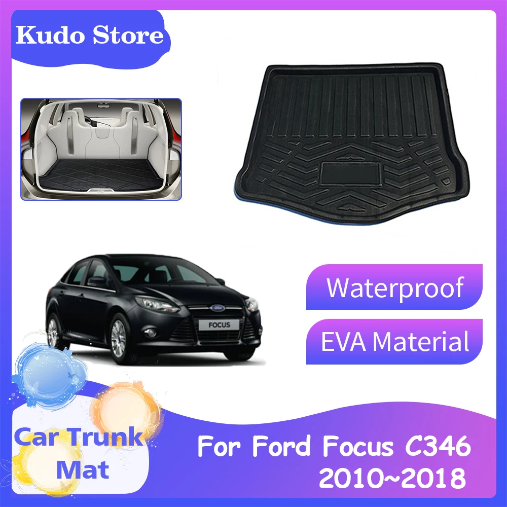 

Коврики для багажника автомобиля Ford Focus MK3 C346 хэтчбек 2010 ~ 2018 2011 2012 2013 2014 2015 2016 201, коврик для заднего багажника, подкладка для груза, водонепроницаемый напольный коврик, аксессуары для хранения