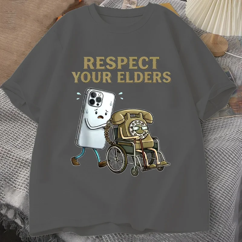 Respect Your Elders T-Shirt Summer Mens Tracksuit O-Neck Short Sleeve Pullover Breathable Sportswear Harajuku Fashion Streetwear