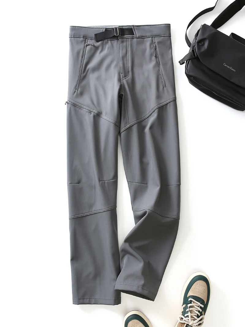 

Мужские уличные брюки с флисовой подкладкой, ветрозащитные, из мягкой ткани, повседневные, прямого кроя, спортивные, осенне-зимние, с высокой талией, эластичные