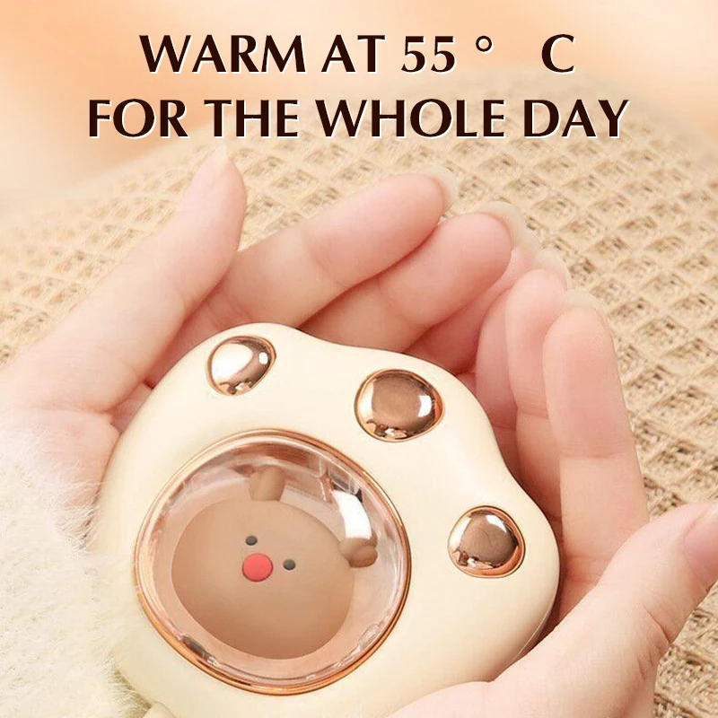 Mini Cat Paw Winter Hand Warmer USB Rechargeable Heat Pack Reusable Explosion-proof Instant Heating Hand Warmer Gloves Portable