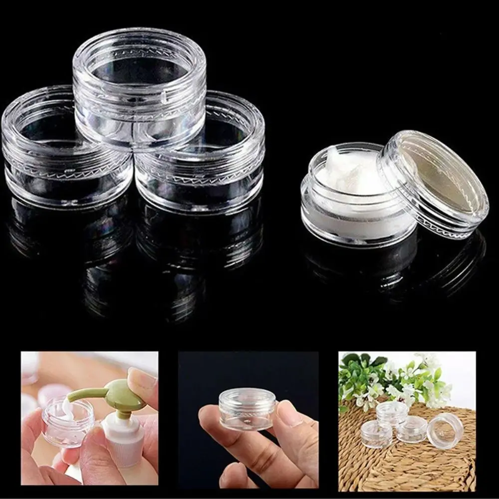 Vaso per il trucco Mini vasetto per crema flaconi cosmetici portatili trasparenti latta trasparente riutilizzabile per smalto per unghie cura della pelle