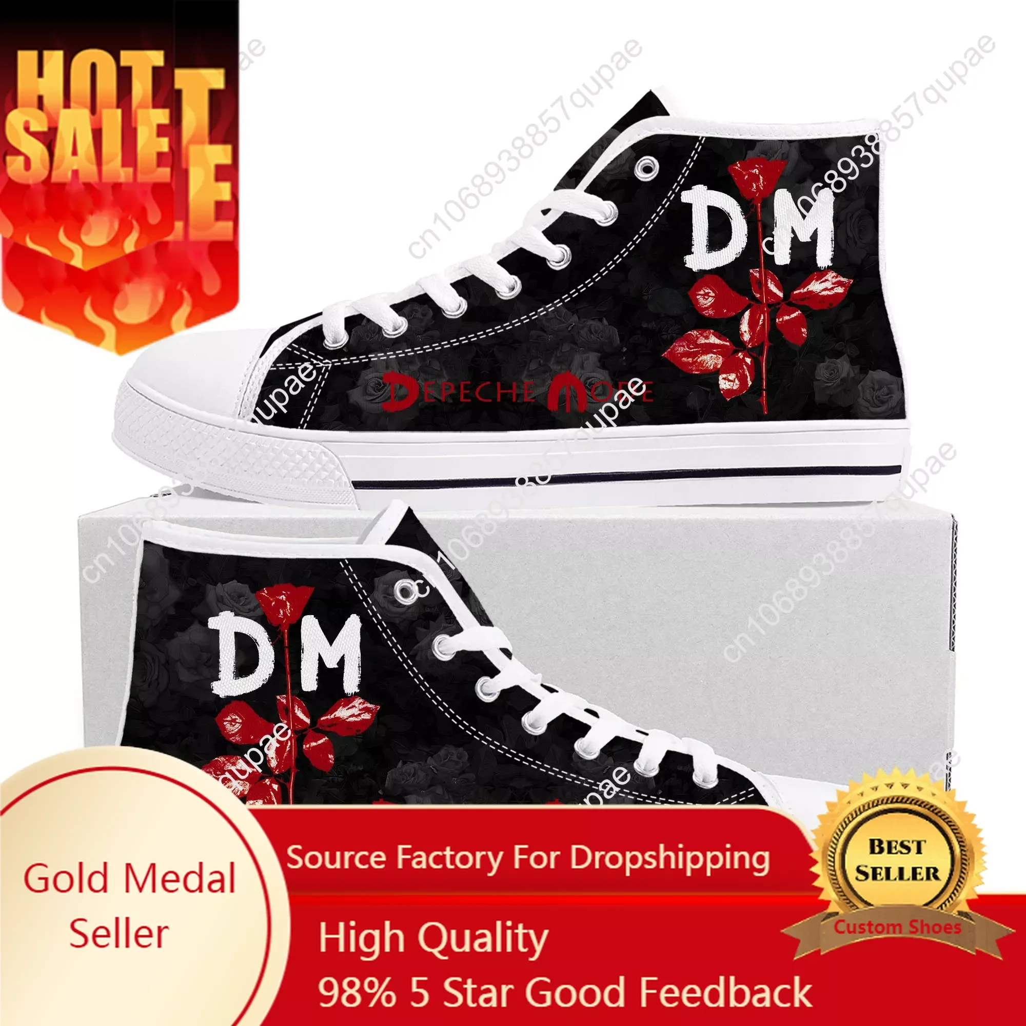 

Depeche Rock Band Mode High Top Sneakers Men Women Teenager High Quality Canvas Sneaker Violator Casual Couple Shoes Custom Shoe