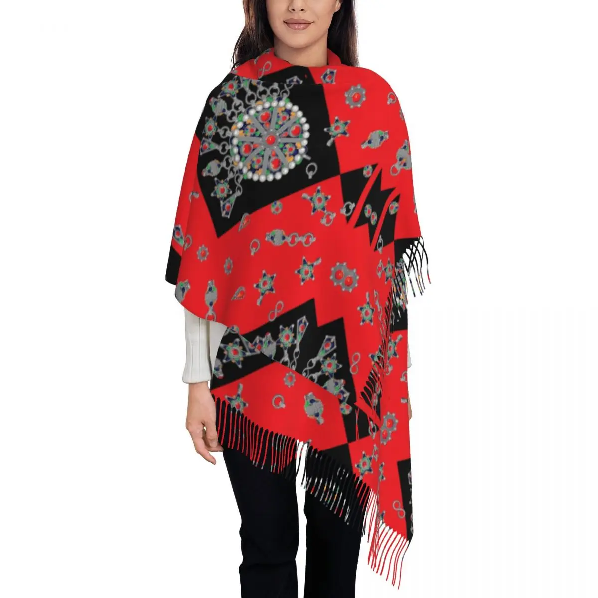 

Ювелирные изделия Kabyle с принтом по индивидуальному заказу, шарф в африканском стиле для мужчин и женщин, зима-осень, теплые шарфы Amazigh Berber, этническая шаль, накидка