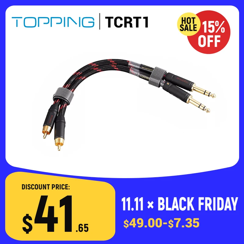 TOPPING TCRT1 RCA to TRS Cable Single Crystal Copper Gold-Plated RCA to Balanced Jacks TRS Professional Audio Cable