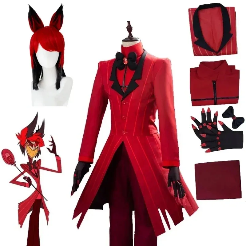Hazbin Hotel ALASTOR Costume Adult Men Halloween Uniform Jacket Pants Costumes Red Suit Anime Cosplayb;4.f'7;j,3'