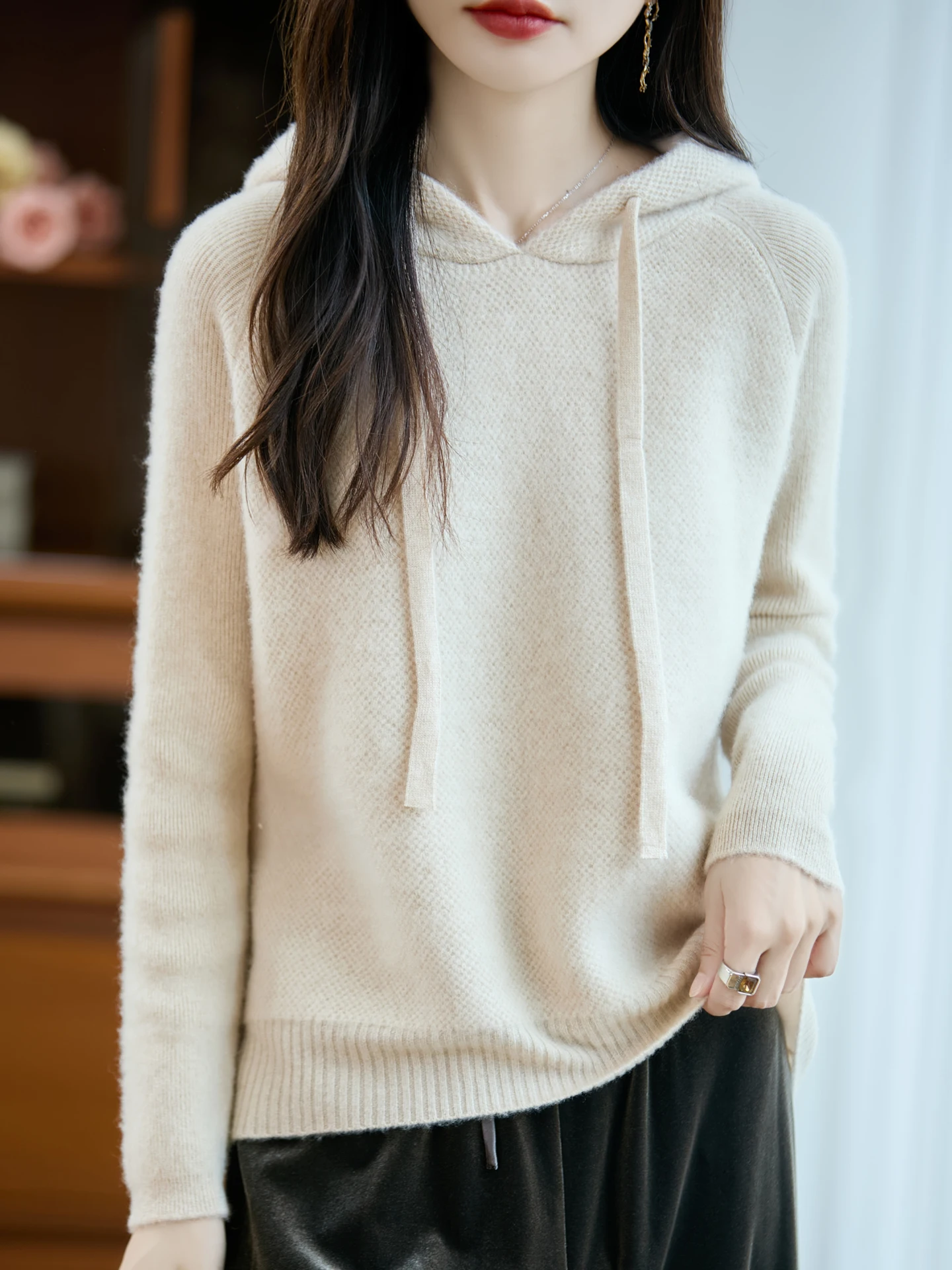 

TLOML Новая женская толстая толстовка из 100% мериносовой шерсти, однотонный пуловер, кашемировый трикотаж, осень-зима, повседневный стиль, мягкие теплые удобные топы