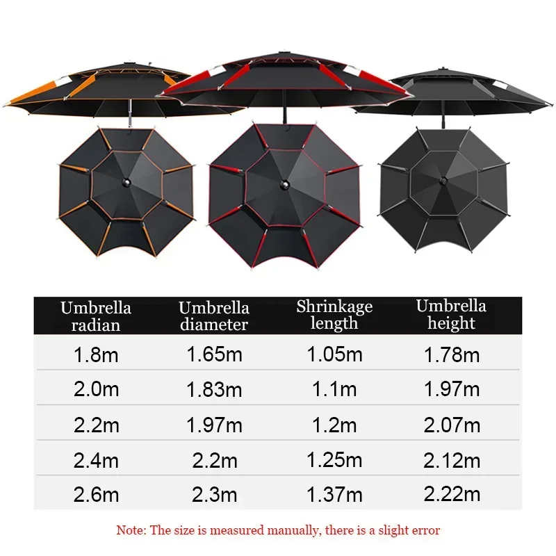 Zewnętrzny duży parasol wędkarski 1,8-2,6 m regulowany składany anty-UV ochrona przed słońcem wiatroszczelny przeciwdeszczowy parasol plażowy