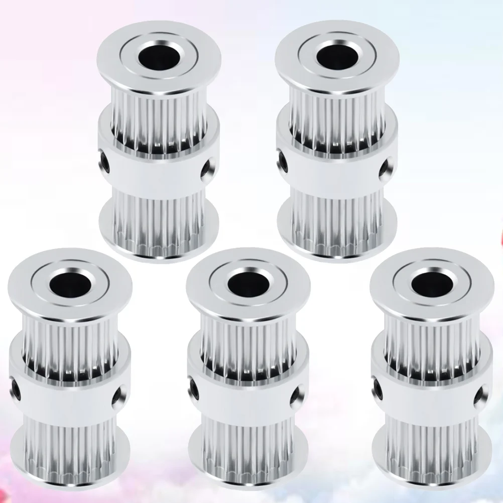 5 stks Aluminium 2GT 20 Tanden 5mm Boring Distributieriem Spanrol Drive Gear voor 3D Printer (Zilver)