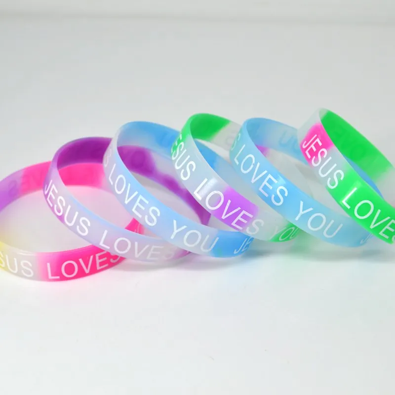 25x JESUS LOVES YOU Silicone Bracelet Bangle Wristband Catholic Christian Orthodox Religious Fashion Jewelry Party Gift